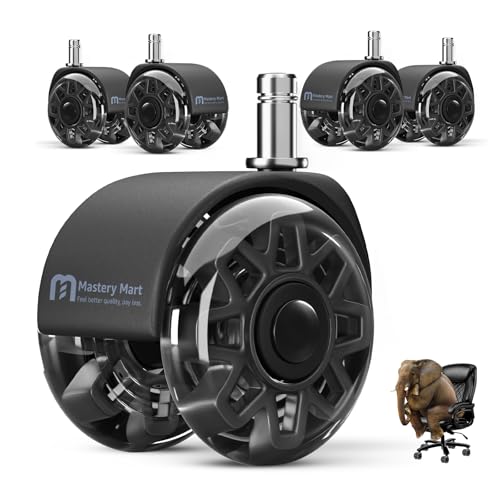 Office Chair Wheels Replacement, 2.5 Inch Heavy Duty Caster Set, for Carpet and Hardwood Floors, Universal Size 11x22mm, Fits 99%, Black - style: 2.5 inch-Black