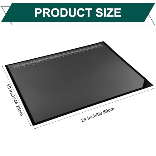 Colingmill 24 x 19 Inch Black Desk Pad with Clear Ruler Overlay