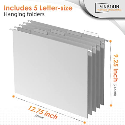 Sinboun Hanging File Organizer Includes 5 Hanging Folders for Office, Black - color: Includes 5 Grey Folders