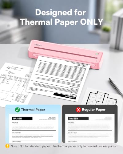 D90E Inkless Portable Thermal Printer with Case – 8.5" x 11", Pink - color: Pink