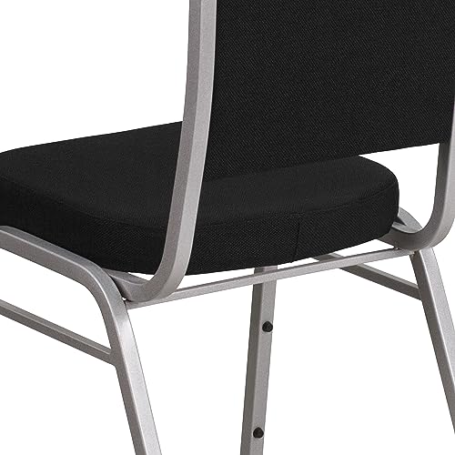 Flash Furniture Hercules Crown Back Stackable Banquet Chair, Silver, 4-Pack | Silver Frame, Fabric Upholstery - color: Black Fabric/Silver Frame, size: Set of 4