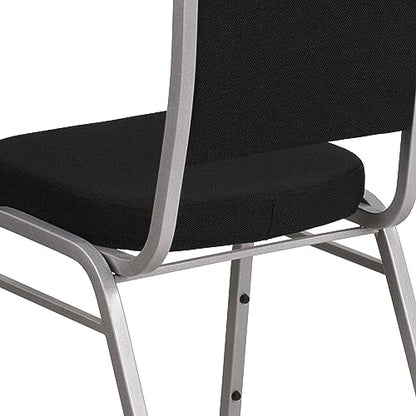 Flash Furniture Hercules Crown Back Stackable Banquet Chair, Silver, 4-Pack | Silver Frame, Fabric Upholstery - color: Black Fabric/Silver Frame, size: Set of 4