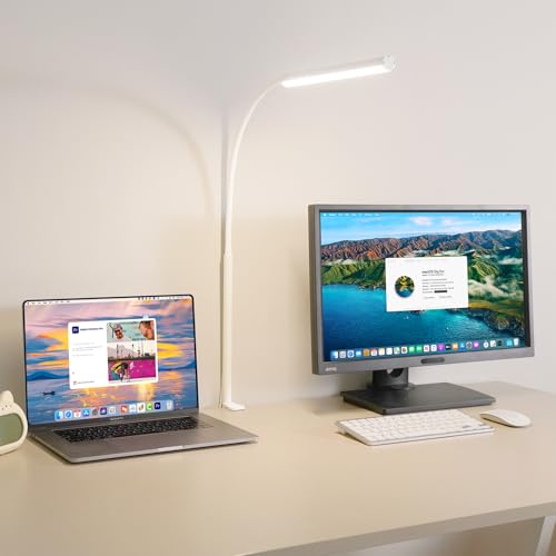 LED Desk Lamp for Office Home, Adjustable Flexible Eye-Caring Desk Light with,5 Modes 10 Brightness Adjustment, USB Adapter Desk Lamp with Clamp-LK-W - style: Classic White