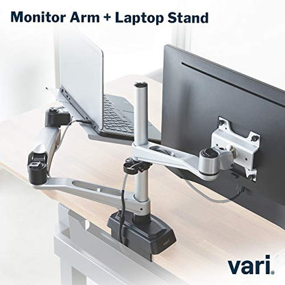 Vari Monitor Arm & Laptop Stand - VESA Compatible Mount with 360 Degree Rotation & 15" Laptop Stand with Adjustable Height, Monitors up to 27 inches, 19.8 lbs Capacity - Single Monitor & Laptop Holder - style: Monitor Arm & Laptop Stand