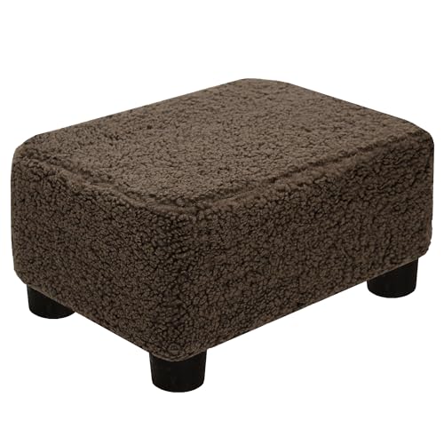 CAROLMADE Small Foot Stool Ottoman Footstool with Legs Under Desk Footrest for Living Room Bedroom and Office, Soft Brown - color: Soft Brown, size: 11"d X 15.4"w X 8.3"h