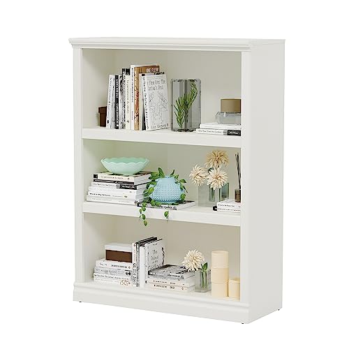 Bevfint 43 Inch Tall Bookcase, White 3-Tier Shelves Bookshelf Open Storage | 33 Inch Wide Floor Standing Indoor Furniture, Book Cases for Home School Library Office Bedroom Kids - color: White Wood-like Surface, size: 3-Tier Open Bookcase