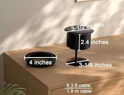 3-inch Desktop Power Grommet,GaN 65W PD USB-C,6.3ft Cord,Black - size: Black,6.26 ft