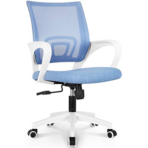 NEO CHAIR Office Computer Chair Ergonomic Mid-Back Mesh Desk Chair, SkyBlue | Breathable Mesh Back with Lumbar Support, Height Adjustment, Smooth Rolling Casters for Home Office, Study or Gaming Setup - color: Sky Blue-fabric