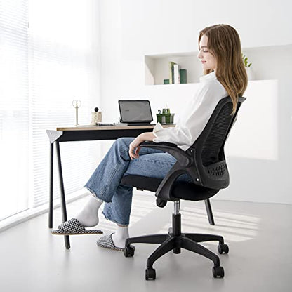 NEO CHAIR Office Desk Chair, Ergonomic Mesh with Flip-Up Armrests, Black - color: Black