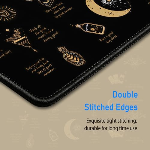 Mystical Witchy Desk Mat,Black Motivational Mouse Pad,31.5 x 12 in | Large Gold All-Seeing Eye Gaming Mousepad,Extended Inspirational Celestial Computer Keyboard Pad for Men Women,80x30cm - color: Moon Sun Eye