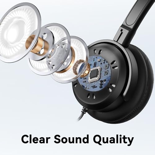 Voistek USB Headset with Noise Canceling Mic,Single-Ear Headset for PC - color: ink black