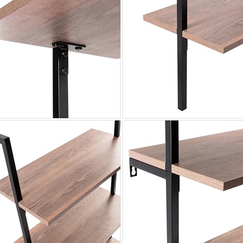 happimess Madera 5-Shelf Wall Mounted Bookcase 72.05", Brown/Black - color: Brown, size: 5-Tier 72.05"