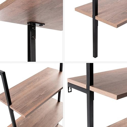 happimess Madera 5-Shelf Wall Mounted Bookcase 72.05", Brown/Black - color: Brown, size: 5-Tier 72.05"