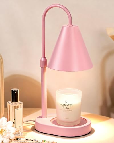 Funistree Modern Pink Candle Warmer Lamp with Timer, Dimmable Candle Lamp Warmer, Christmas Birthday Gifts for Women, Adjustable Candle Light, Anniversary Day Gifts Candle Warmer,Bedroom Home Decor - color: Pink
