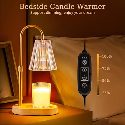 Candle Warmer Lamp with Timer - Electric Candles Wax Warmers Glass Lamps - color: Amber