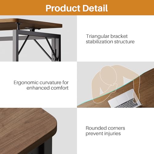 JOYMOOP 31.5" Brown Folding Desk, No Assembly, Wooden Top, Small Size - color: Brown, size: 31.5" Width