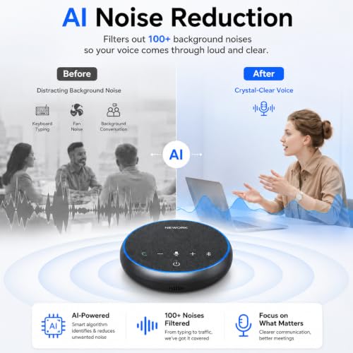 Conference Speakerphone, 3 AI Mics 360 Voice Pickup, AI Noise Reduction - color: FreeChat 101(3 Mics)