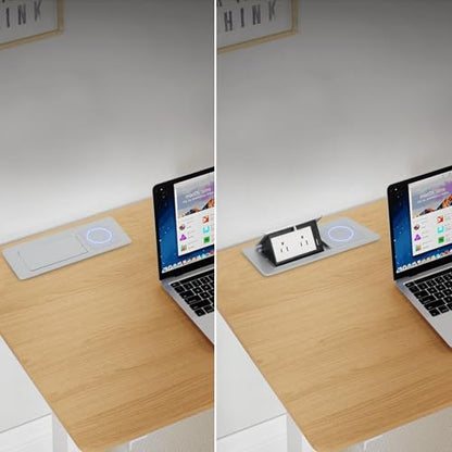 Table Pop Up Outlet Automatic Pop Up Strip Center Countertop Recessed Power Strip with 15W Wireless Charger + USB A + USB C + 2AC 5.9Ft Cord for Conference Desk Office Kitchen (Silver-Wireless) - style: Silver-Wireless