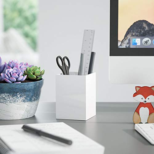 NIUBEE White Acrylic Pen Holder 4 Pack, Desktop Pencil Cup Stationery Organizer for Office Desk Accessory - color: White
