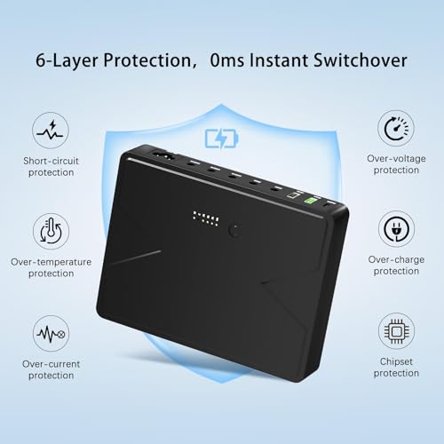 Wbacon 14 PCS Mini UPS 20000mAh Battery Backup & Surge Protector