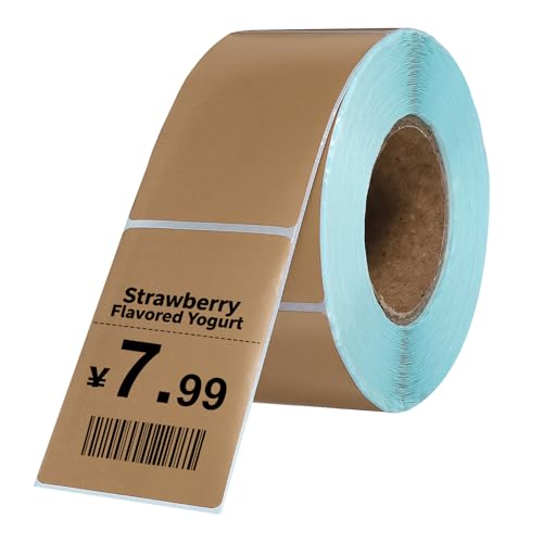 PATIKIL 500 Pcs Thermal Labels, 1.57x2.36 Inch Thermal Printer Labels Stickers Self Adhesive Tags Rectangle Paper Roll Small for Printer Shipping Label Mailing UPS Barcode Address, Brown - color: Brown, size: 40x60mm