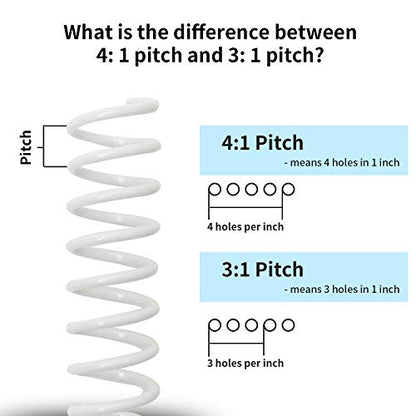 RAYSON 4:1 Plastic Spiral Binding Coils, 1-1/4", White, 280 Sheet, 50 Pack - size: 1-1/4" (280 Sheets Capacity)