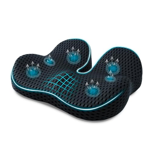 Ergonomic Memory Foam Seat Cushion Hemorrhoid Pillow for Hip Sciatica and Tailbone Pain Relief for Office Chair Car and Home (Black) - color: Black