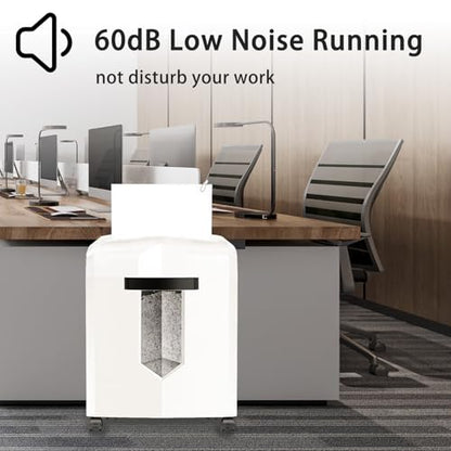 Bonsaii Micro Cut Shredder, Portable with a Convenient Handle, shredding up to 12 Sheets, P-4 Security Level, 60 Min Continuous, CD/Credit Card, Jam-Proof, 4.2 Gal Bin, White/Gray - color: White, size: 12-Sheet | 60 min