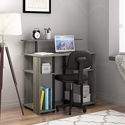 Furinno JAYA Simple Design Computer Writing Desk, French Oak Grey/Black - color: French Oak/Black