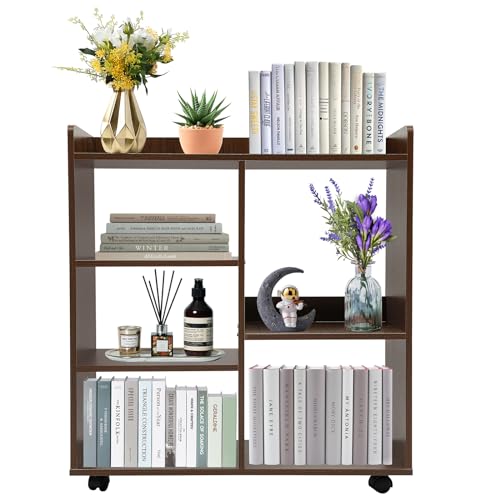 Filing Cabinet 60x24x66 cm Dark Walnut, 3-Drawer Mobile Printer Stand with Open Shelf, Rolling Office Storage Cart, Letter-Size File Organizer, Small Credenza Side Table for Home Office, Lockable