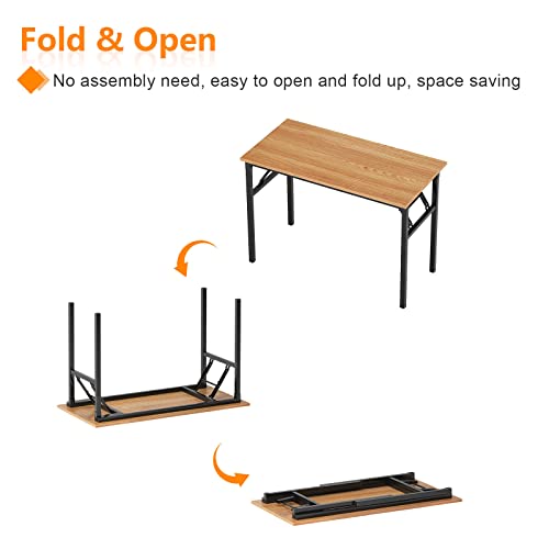 Need Small Folding Computer Desk, 31.5 Inch Writing Table, Teak & Black - color: Teak & Black, size: 31.5 inches