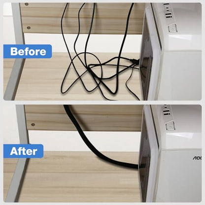 JOTO 10 Feet Cable Management Sleeve -Black - color: Black, size: 1 Pack, 120 Inches