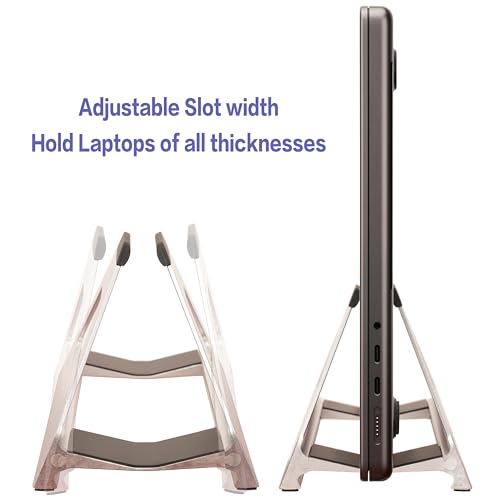 Vertical Laptop Stand, Space Saving Holder for MacBook with Tool-Free Width Adjustment, Pretty Anodized Aluminum for Desk, Universal Fit for 10-17" Laptop - color: Silver
