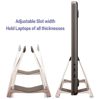 Vertical Laptop Stand, Space Saving Holder for MacBook with Tool-Free Width Adjustment, Pretty Anodized Aluminum for Desk, Universal Fit for 10-17" Laptop - color: Silver