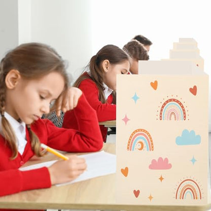 Whaline 30Pcs Privacy Boards Boho Classroom Desk Dividers Colorful Rainbow Heart You are Awesome Desk Privacy Panel Foldable Screen Partition for School Teacher Student Test Supplies
