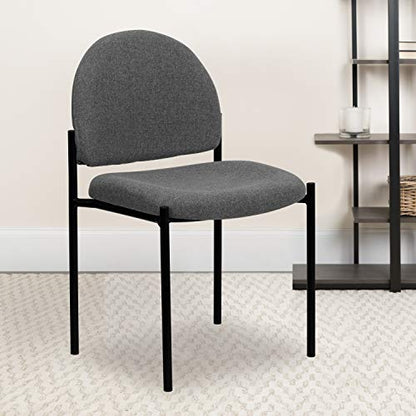 EMMA + OLIVER Gray Fabric Stackable Steel Side Reception Chair - color: Gray Fabric