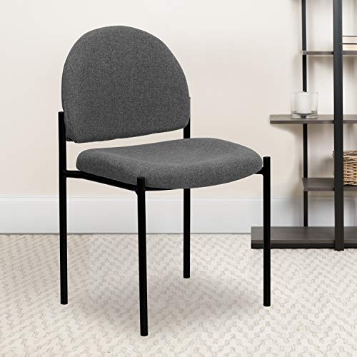 EMMA + OLIVER Gray Fabric Stackable Steel Side Reception Chair - color: Gray Fabric