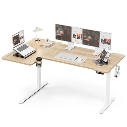 Acrolix L Shaped Electric Standing Desk, 71x43.5 Inch, Oak - color: Oak, size: 71