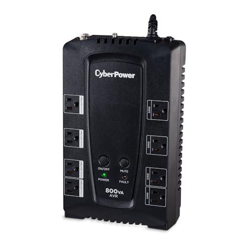 CyberPower CP800AVR AVR UPS Battery Backup and Surge Protector, 800VA/450W, 8 Outlets, Compact, UL Certified - style: CP800AVR