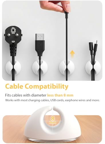 Shintop 6pcs Cord Holder, Self-Adhesive Cable Clips for Phone Chargers | Rubber Wire Organizer, Desk Cable Management, Residue-Free, Easy Reach, Secure Hold, for Phone Chargers, USB, and Mouse Cords - color: White, size: Small