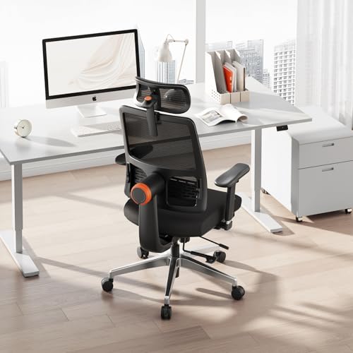 Newtral Ergonomic Office Chair - Home Office Desk Chair with Adaptive Lumbar Support, with Footrest, 4D Armrest, Adjustable Seat Depth & Height - color: Black, size: 5D Headrest +Laptop Tray
