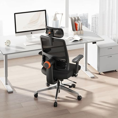 Newtral Ergonomic Office Chair - Home Office Desk Chair with Adaptive Lumbar Support, with Footrest, 4D Armrest, Adjustable Seat Depth & Height - color: Black, size: 5D Headrest +Laptop Tray