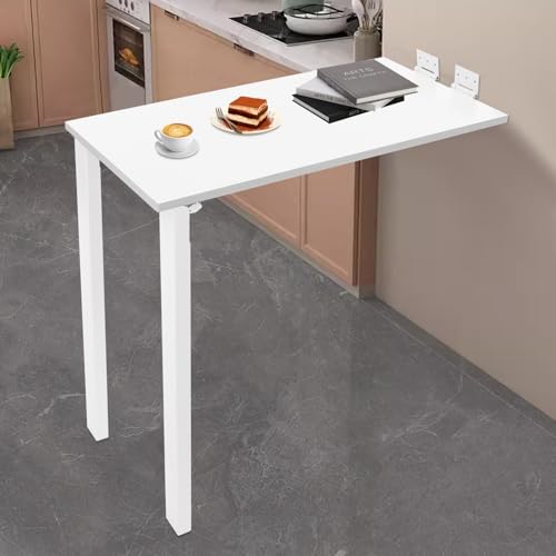 Wall Mounted Folding Table Foldable L-Shape Desk Fold Down Work Bench for Kitchen Laundry Room Restaurant Office 29.52 * 15.75 * 29.13in (White) - color: White
