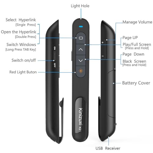 Kinizuxi Wireless Presentation Clicker for PowerPoint with Hyperlink