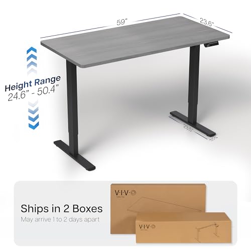 VIVO Dark Gray 60 x 24 in Standing Desk, DESK-KIT-2B6G - color: Dark Gray Top / Black Frame, size: 60 x 24