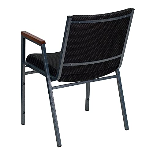 Flash Furniture Hercules Fabric Stack Chair with Arms, Black - color: Black Patterned Fabric, size: Set of 1