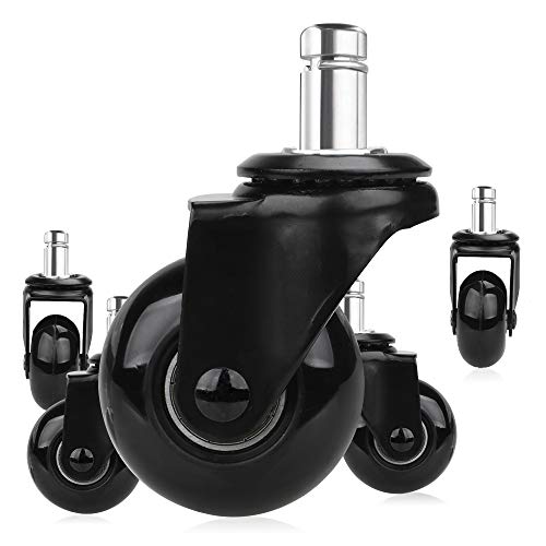 8T8 Replacement Chair Caster Wheels 2'', Heavy Duty Wheels with Plug-in Stem 7/16''X7/8'',Quiet & Smooth Rolling, No Chair Mat Needed, Safe for Hardwood Carpet Tile Floors,Set of 5 (Black, 2 inch) - color: Black