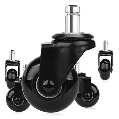 8T8 Replacement Chair Caster Wheels 2'', Heavy Duty Wheels with Plug-in Stem 7/16''X7/8'',Quiet & Smooth Rolling, No Chair Mat Needed, Safe for Hardwood Carpet Tile Floors,Set of 5 (Black, 2 inch) - color: Black