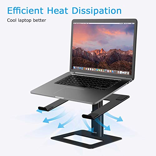 BoYata Laptop Stand, Height Adjustable Laptop Riser for 11-17" Laptops | Ergonomic Laptop Stand for Desk, Ventilated with U-Shaped Open Design, Sturdy Notebook Stand for 10-17'' Laptops, Black - color: Black