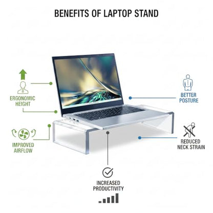 Azar 515360 Acrylic Monitor Stand Riser – Made in USA Laptop stand and Monitor Riser Acrylic Monitor Stand Riser Clear Laptop Stand for Desk Ergonomic Display Riser, Clear (15-Inch-Luxury Handcrafted) - size: 15-Inch